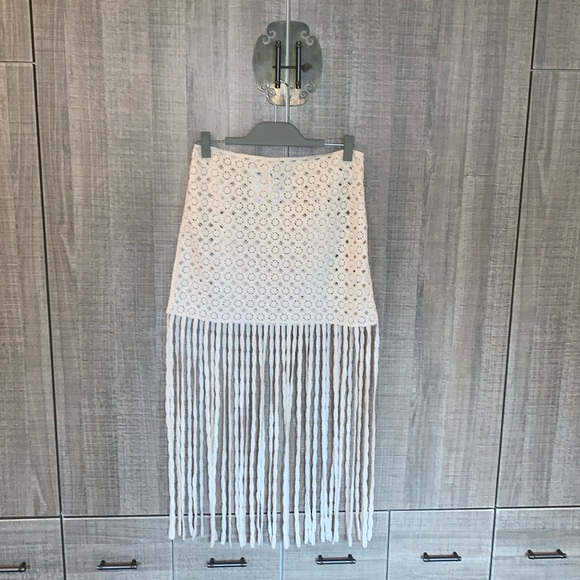 Zara Dresses & Skirts - Zara Crochet Knit‎ Fringed Skirt
